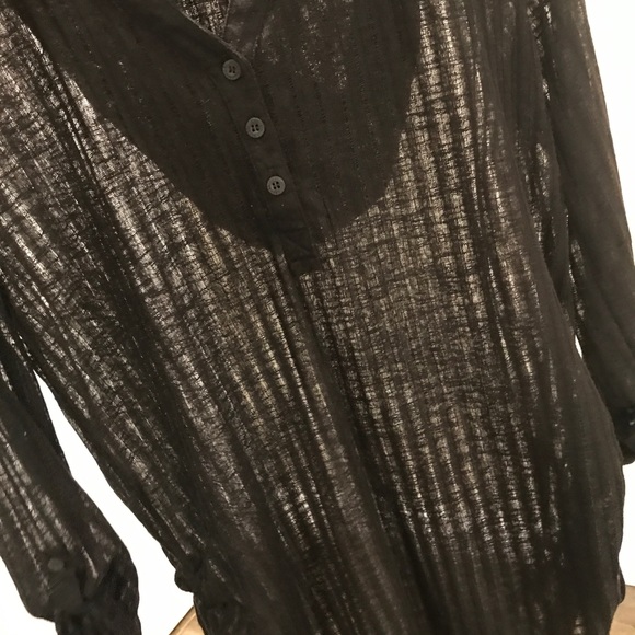 Billabong Ribbed See-Through Hooded 3/4 Sleeve Top - Picture 5 of 7